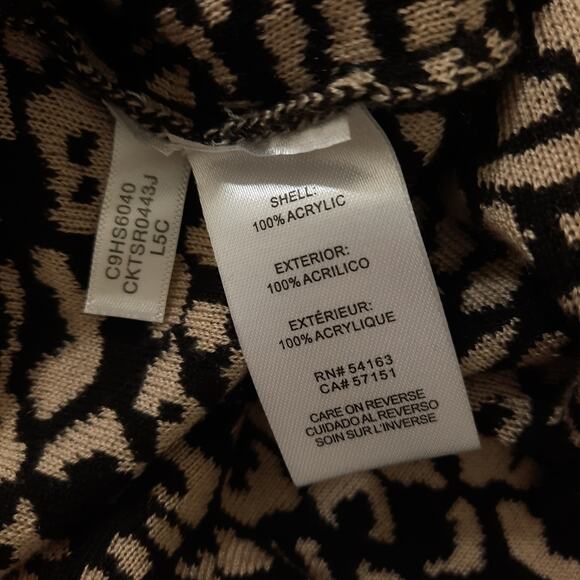 Calvin Klein Leopard Print Cowl Neck Sweater Sz Large Tunic Top Cozy Cheetah - Picture 8 of 10